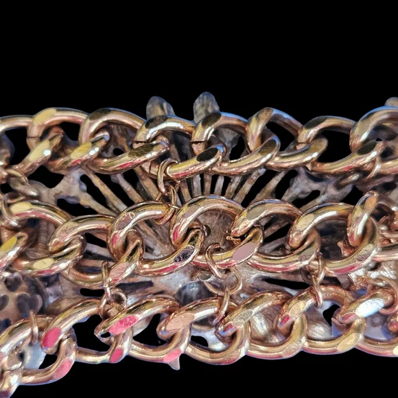 💀🦚Betsey "PINKTINA Collection Skull Peacock Bracelet A-B stones - NWT🦚💀 - Picture 14 of 15